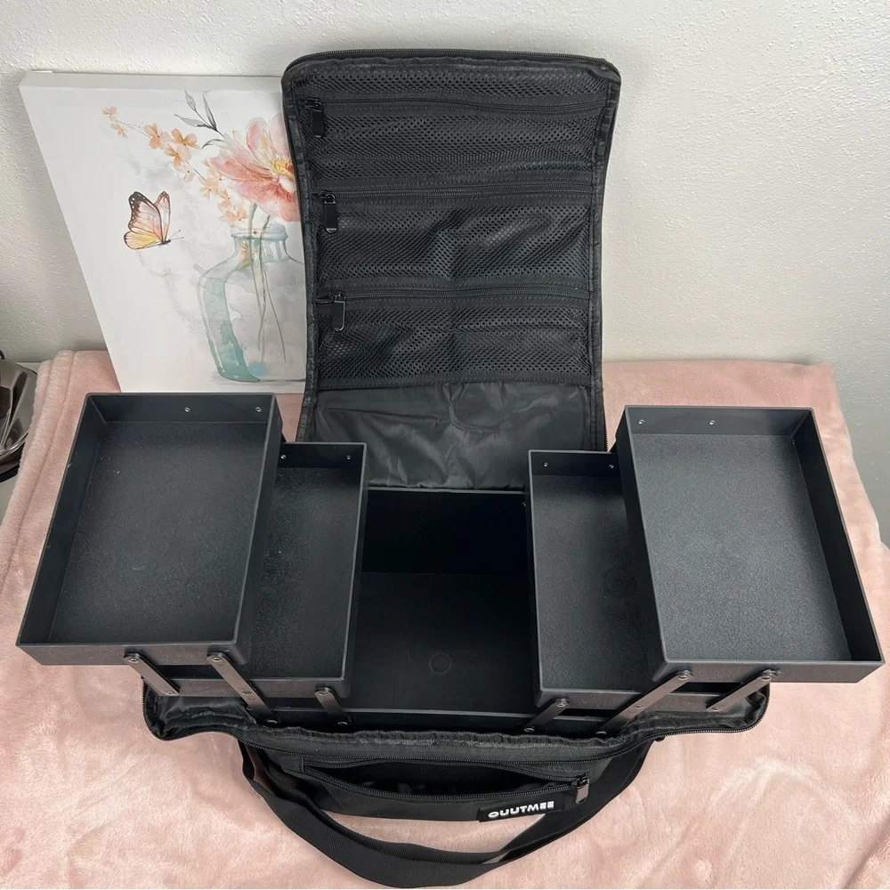 Large Cosmetic Organizer with Handle, Color: Black
